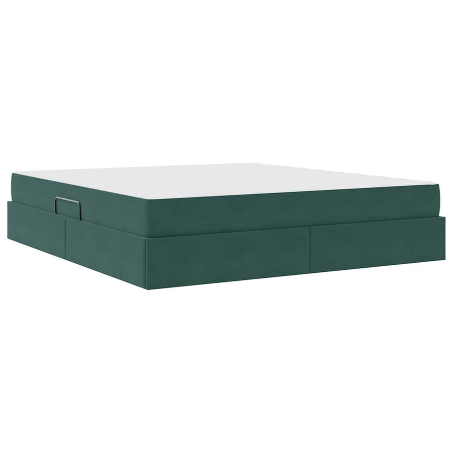 Opbergbed met matras Donkergroen 180 x 200 cm Fluweel