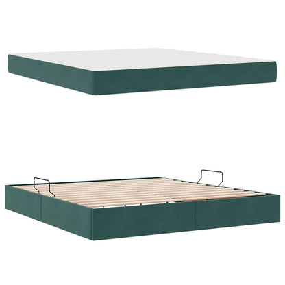 Opbergbed met matras Donkergroen 180 x 200 cm Fluweel