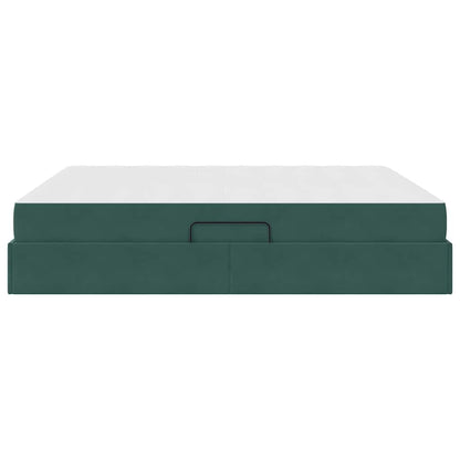 Opbergbed met matras Donkergroen 180 x 200 cm Fluweel