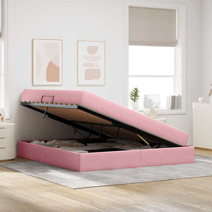 Opbergbed met matras met matras Roze 180 x 200 cm Fluweel