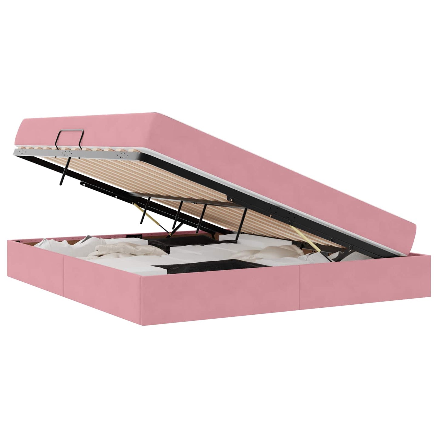 Opbergbed met matras met matras Roze 180 x 200 cm Fluweel