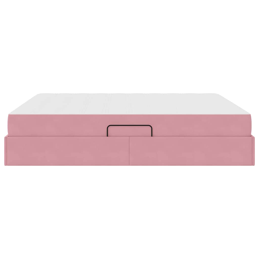 Opbergbed met matras met matras Roze 180 x 200 cm Fluweel