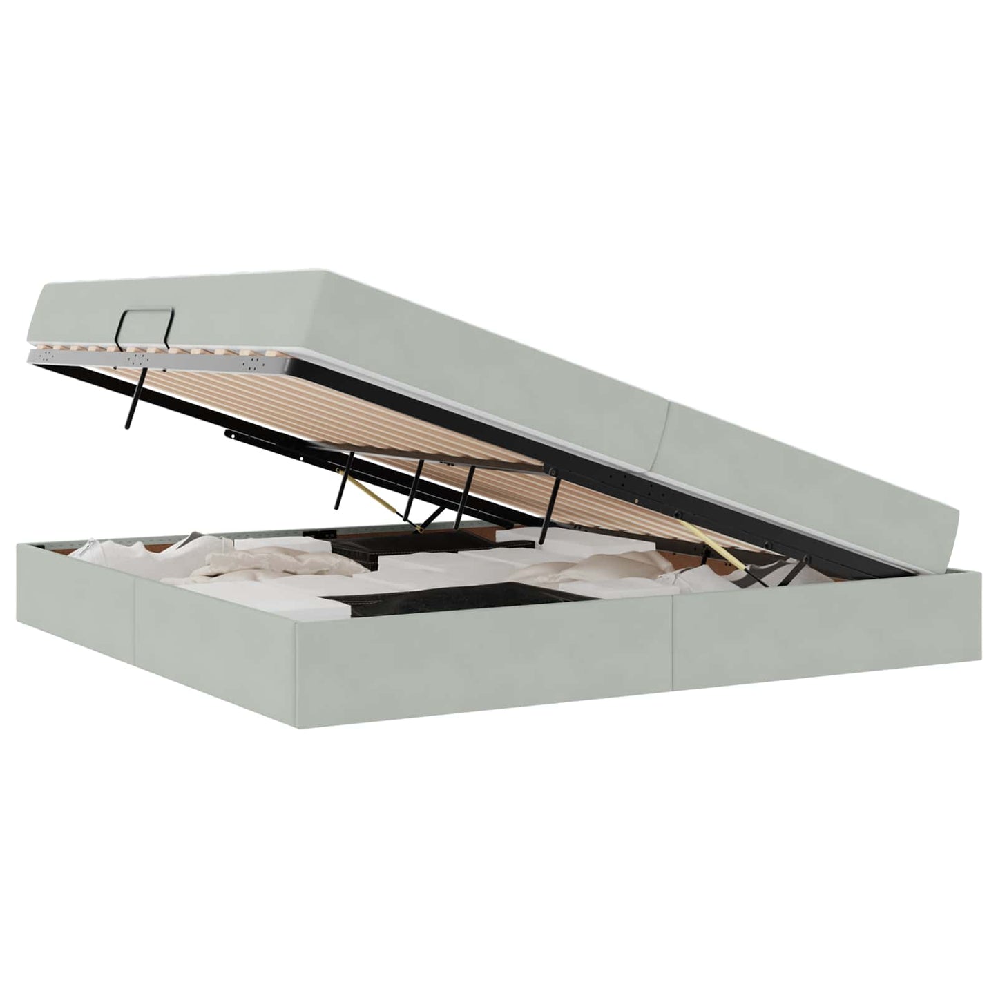 Opbergbed met matras met matras Lichtgrijs 200 x 200 cm Fluweel