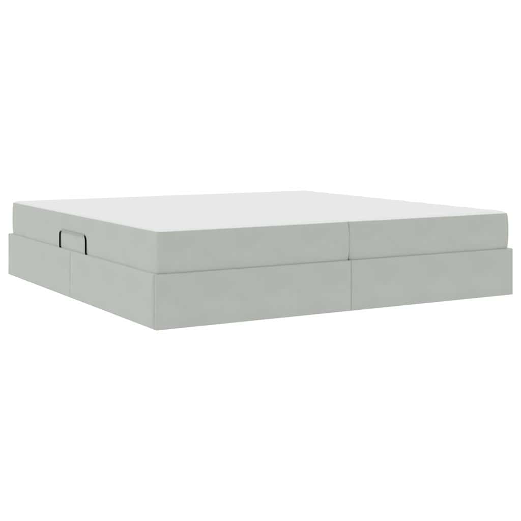 Opbergbed met matras met matras Lichtgrijs 200 x 200 cm Fluweel