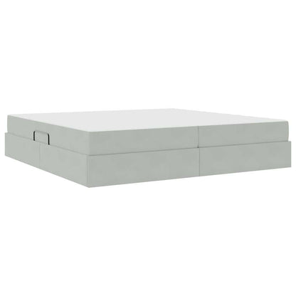 Opbergbed met matras met matras Lichtgrijs 200 x 200 cm Fluweel