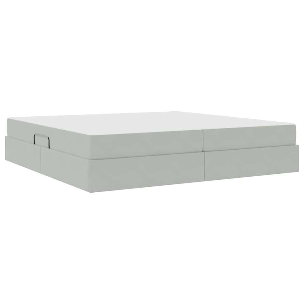 Opbergbed met matras met matras Lichtgrijs 200 x 200 cm Fluweel