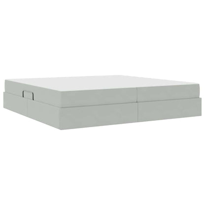 Opbergbed met matras met matras Lichtgrijs 200 x 200 cm Fluweel