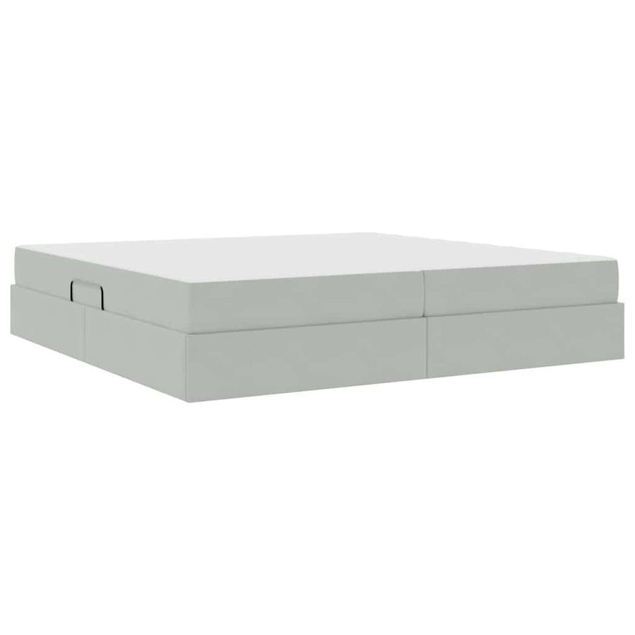 Opbergbed met matras met matras Lichtgrijs 200 x 200 cm Fluweel