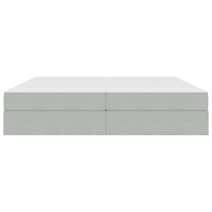 Opbergbed met matras met matras Lichtgrijs 200 x 200 cm Fluweel