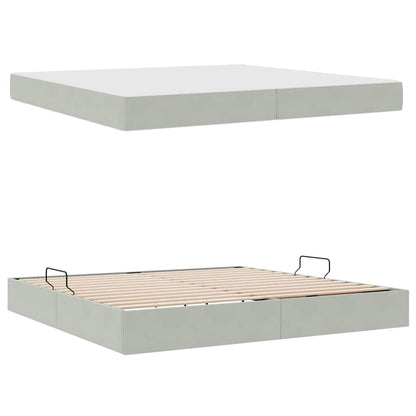Opbergbed met matras met matras Lichtgrijs 200 x 200 cm Fluweel
