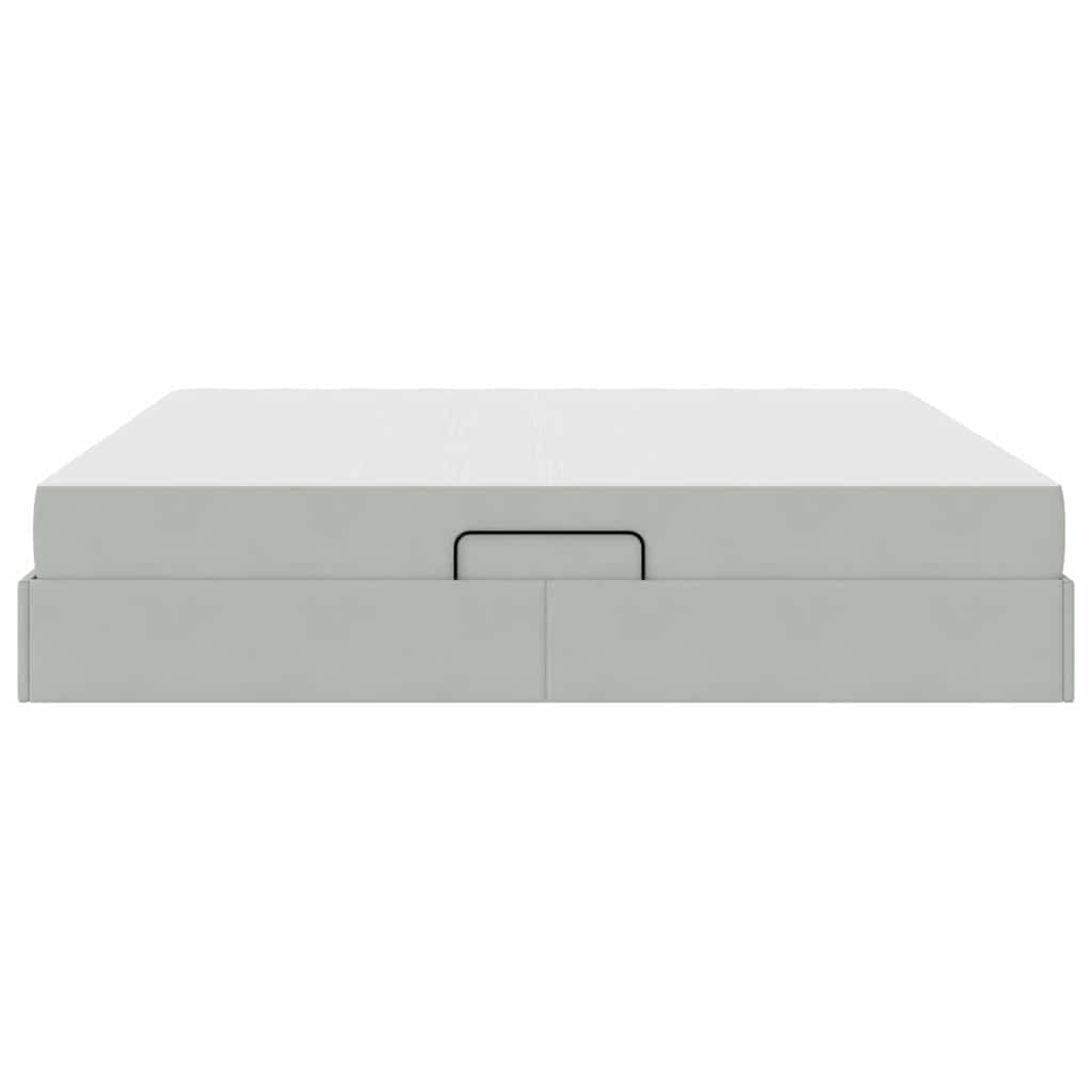 Opbergbed met matras met matras Lichtgrijs 200 x 200 cm Fluweel
