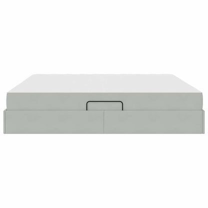 Opbergbed met matras met matras Lichtgrijs 200 x 200 cm Fluweel