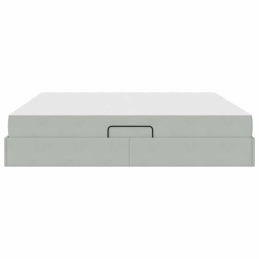 Opbergbed met matras met matras Lichtgrijs 200 x 200 cm Fluweel