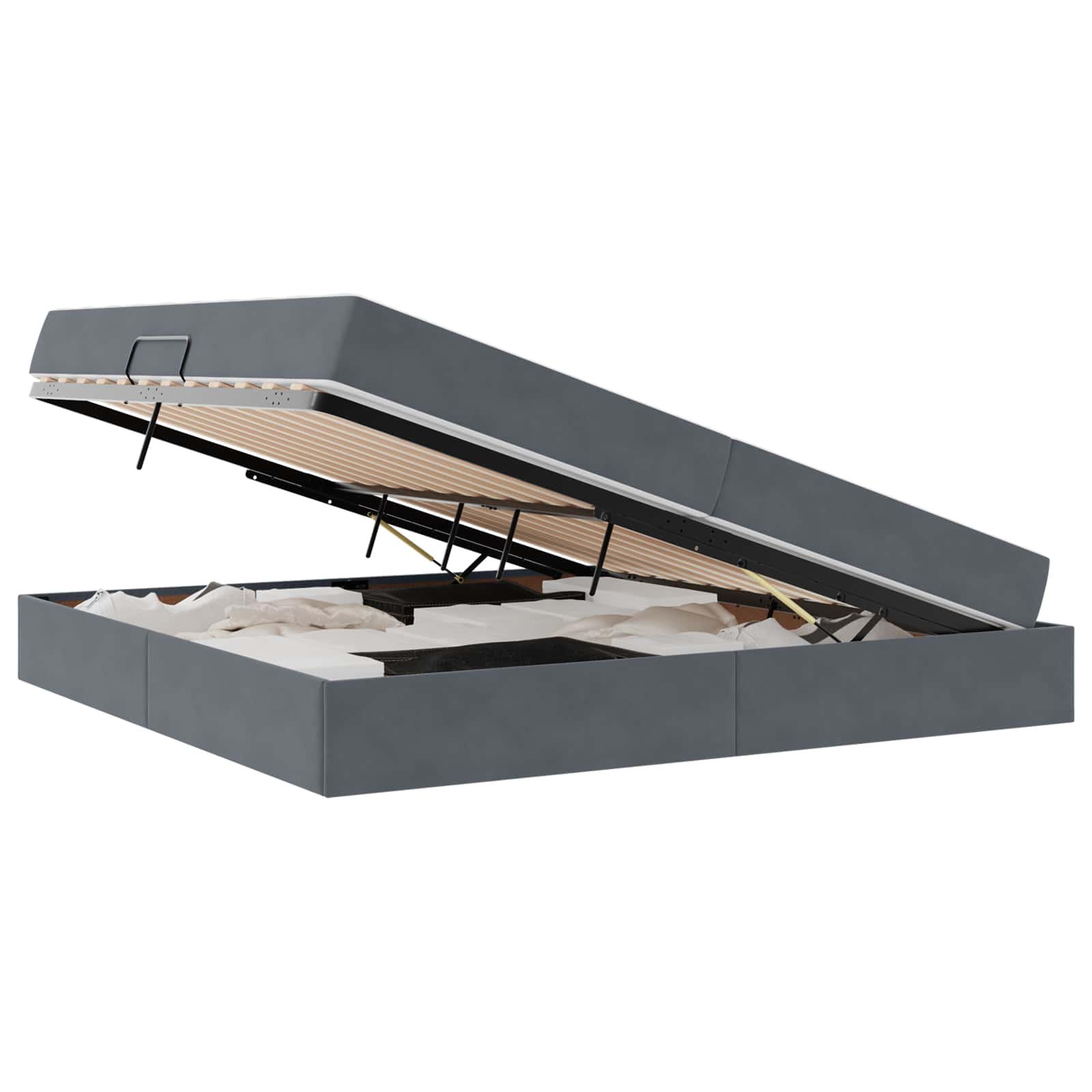 Opbergbed met matras Donkergrijs 200 x 200 cm Fluweel