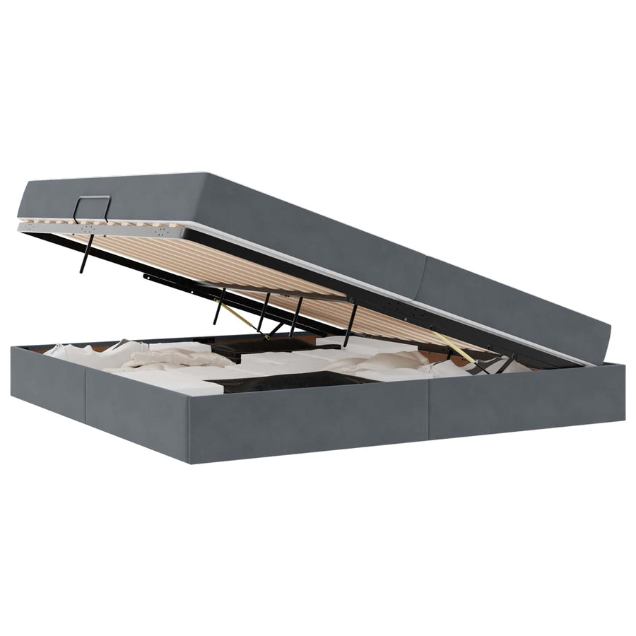 Opbergbed met matras Donkergrijs 200 x 200 cm Fluweel