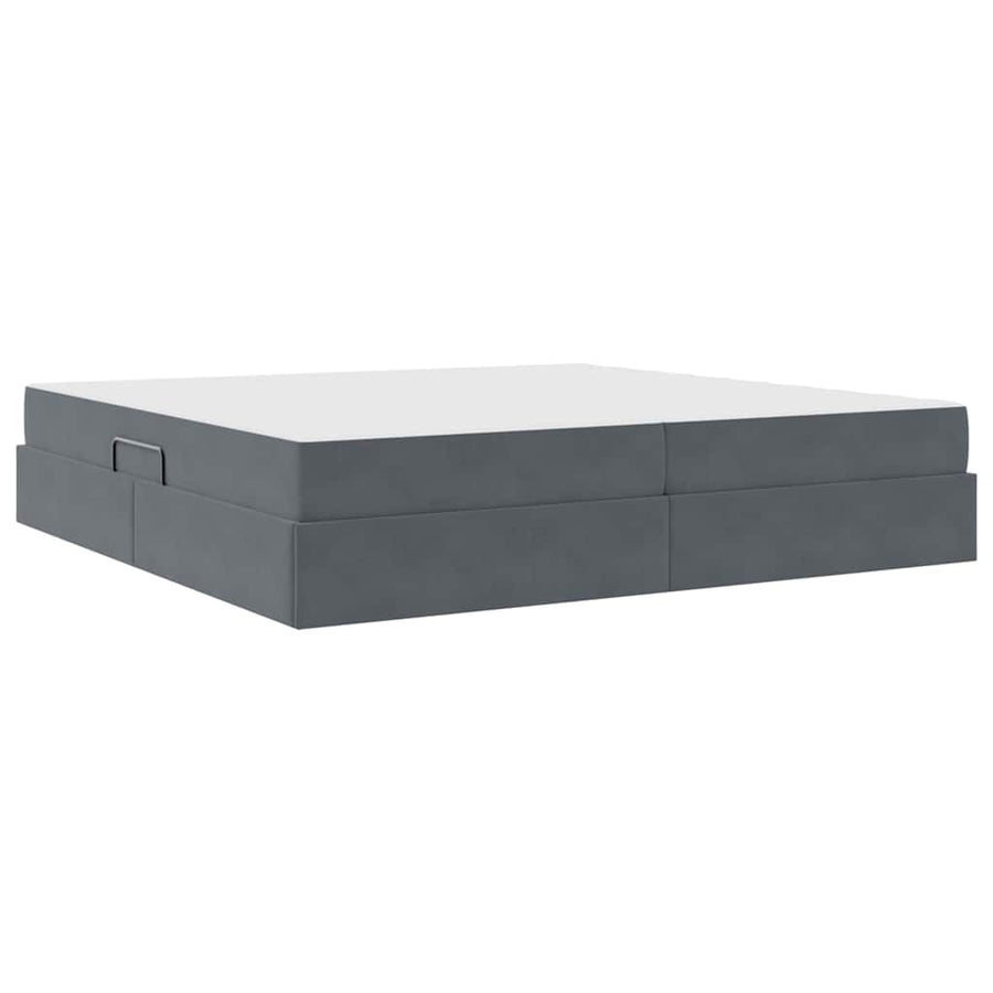 Opbergbed met matras Donkergrijs 200 x 200 cm Fluweel