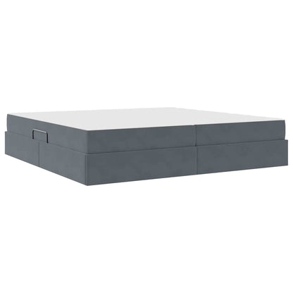 Opbergbed met matras Donkergrijs 200 x 200 cm Fluweel
