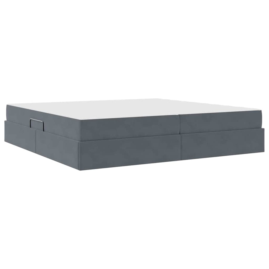 Opbergbed met matras Donkergrijs 200 x 200 cm Fluweel