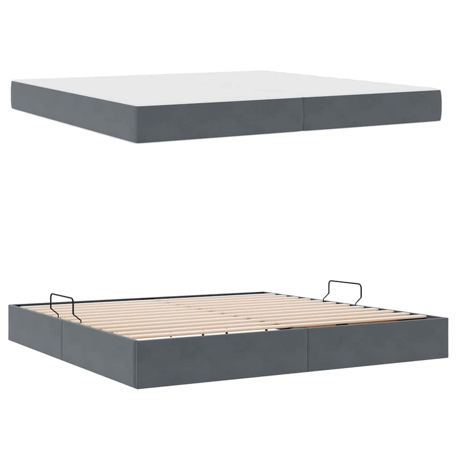 Opbergbed met matras Donkergrijs 200 x 200 cm Fluweel