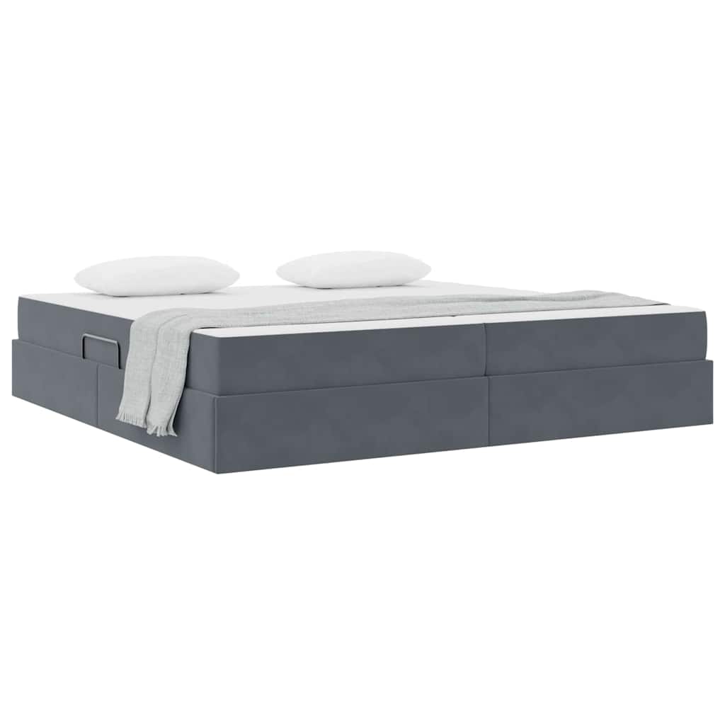 Opbergbed met matras Donkergrijs 200 x 200 cm Fluweel