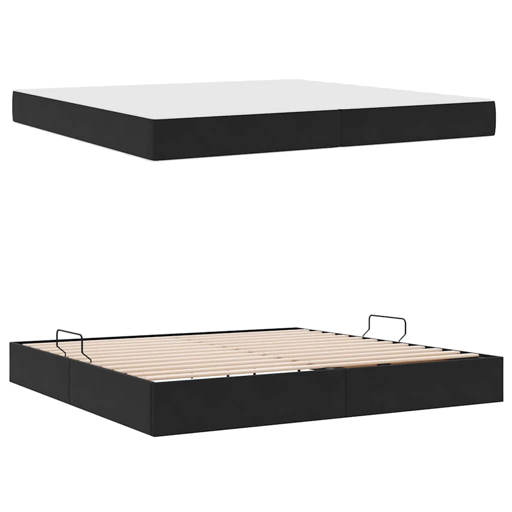 Opbergbed met matras met matras Zwart 200 x 200 cm Fluweel