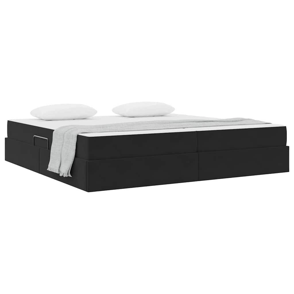 Opbergbed met matras met matras Zwart 200 x 200 cm Fluweel