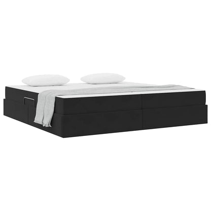 Opbergbed met matras met matras Zwart 200 x 200 cm Fluweel