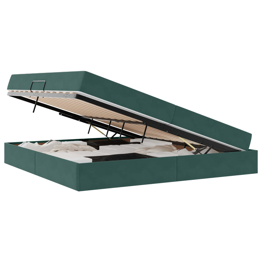 Opbergbed met matras Donkergroen 200 x 200 cm Fluweel