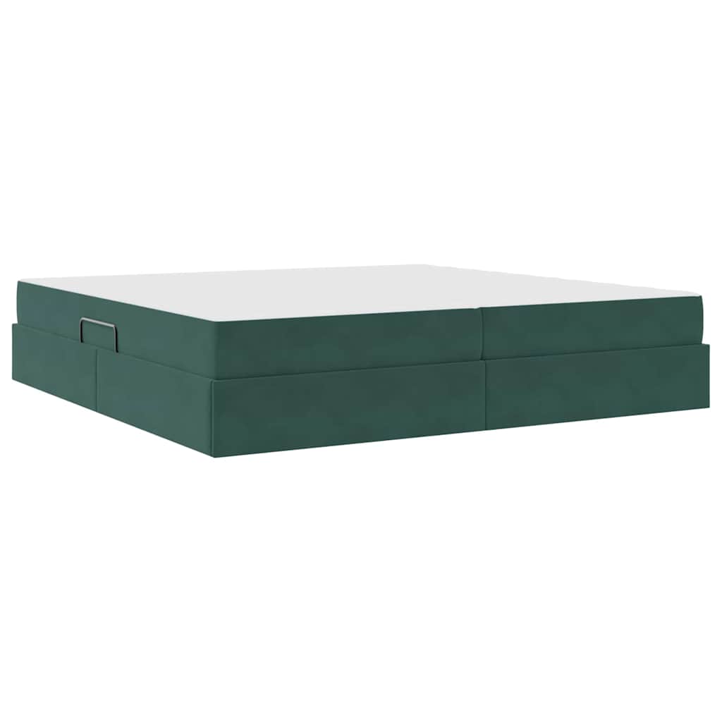 Opbergbed met matras Donkergroen 200 x 200 cm Fluweel