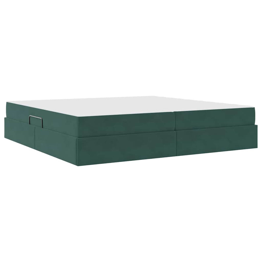 Opbergbed met matras Donkergroen 200 x 200 cm Fluweel