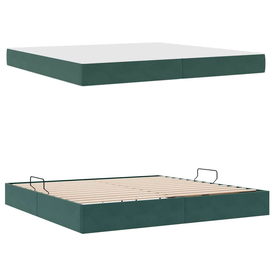 Opbergbed met matras Donkergroen 200 x 200 cm Fluweel