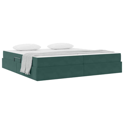 Opbergbed met matras Donkergroen 200 x 200 cm Fluweel
