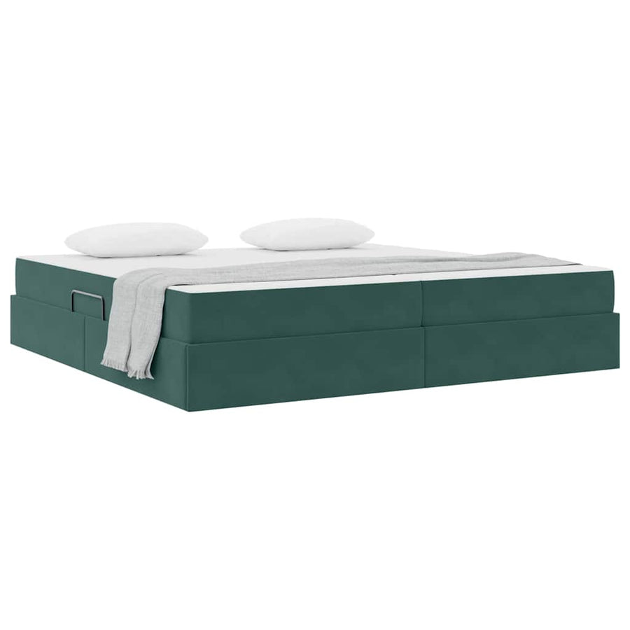 Opbergbed met matras Donkergroen 200 x 200 cm Fluweel