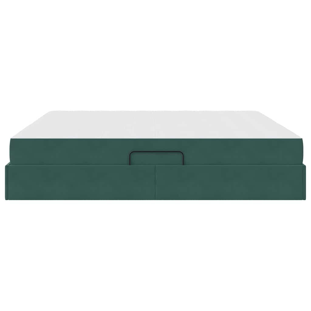 Opbergbed met matras Donkergroen 200 x 200 cm Fluweel