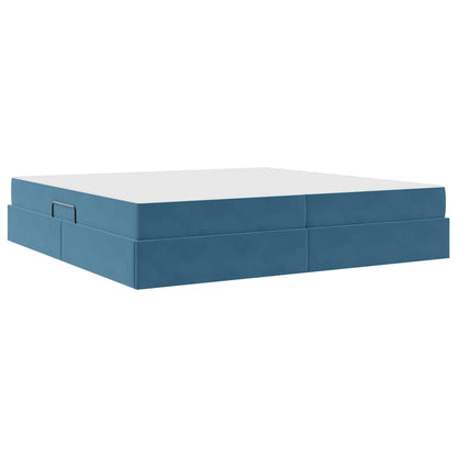 Opbergbed met matras Donkerblauw 200 x 200 cm Fluweel