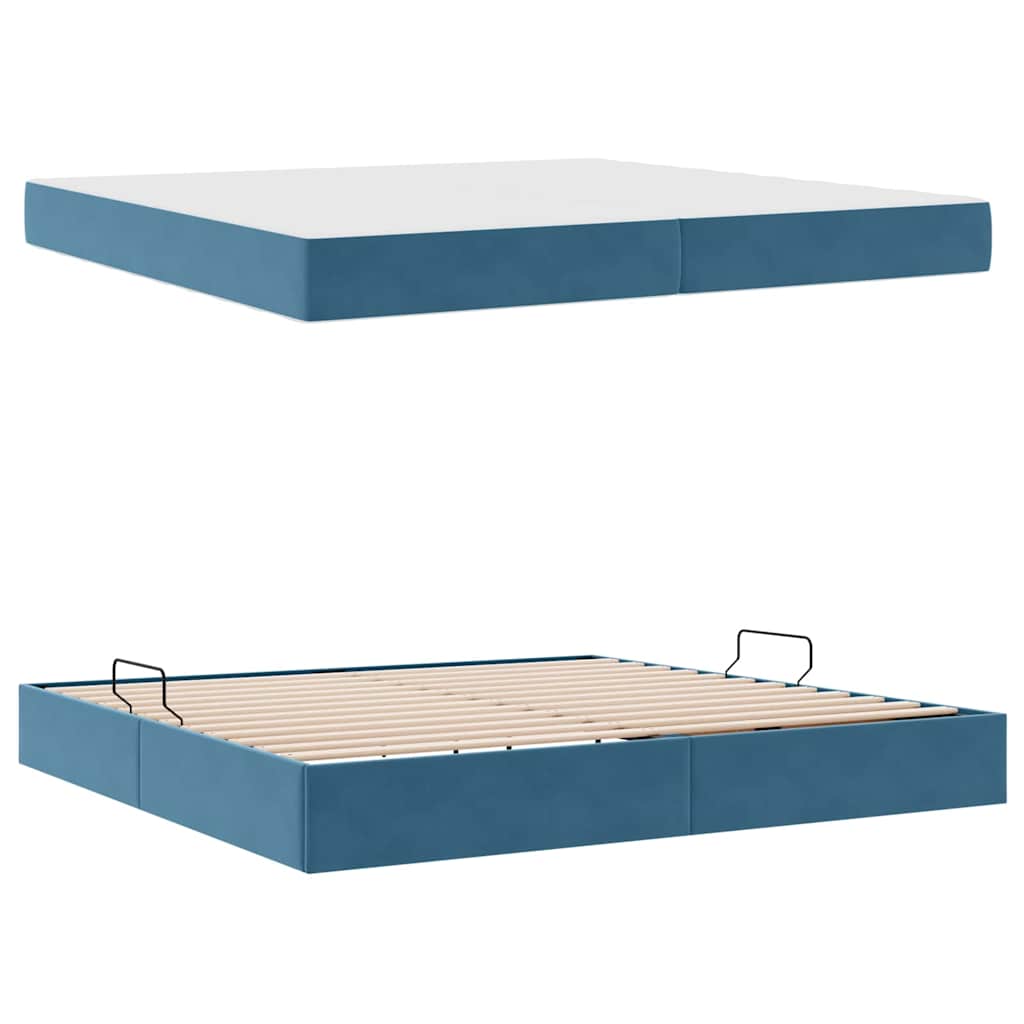 Opbergbed met matras Donkerblauw 200 x 200 cm Fluweel