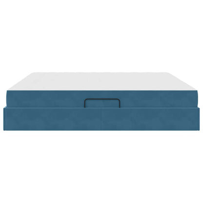 Opbergbed met matras Donkerblauw 200 x 200 cm Fluweel