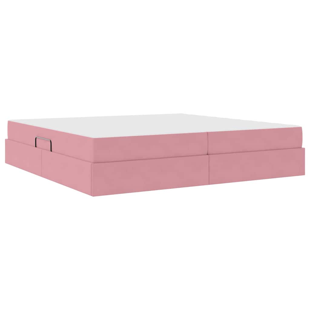 Opbergbed met matras met matras Roze 200 x 200 cm Fluweel