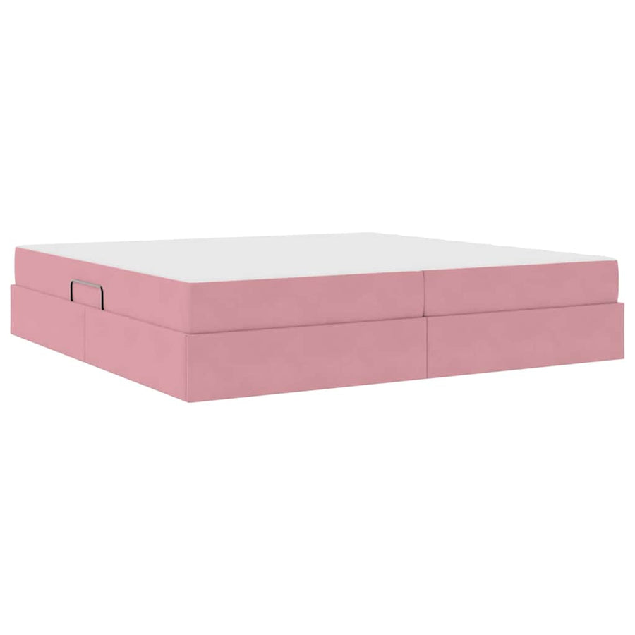 Opbergbed met matras met matras Roze 200 x 200 cm Fluweel