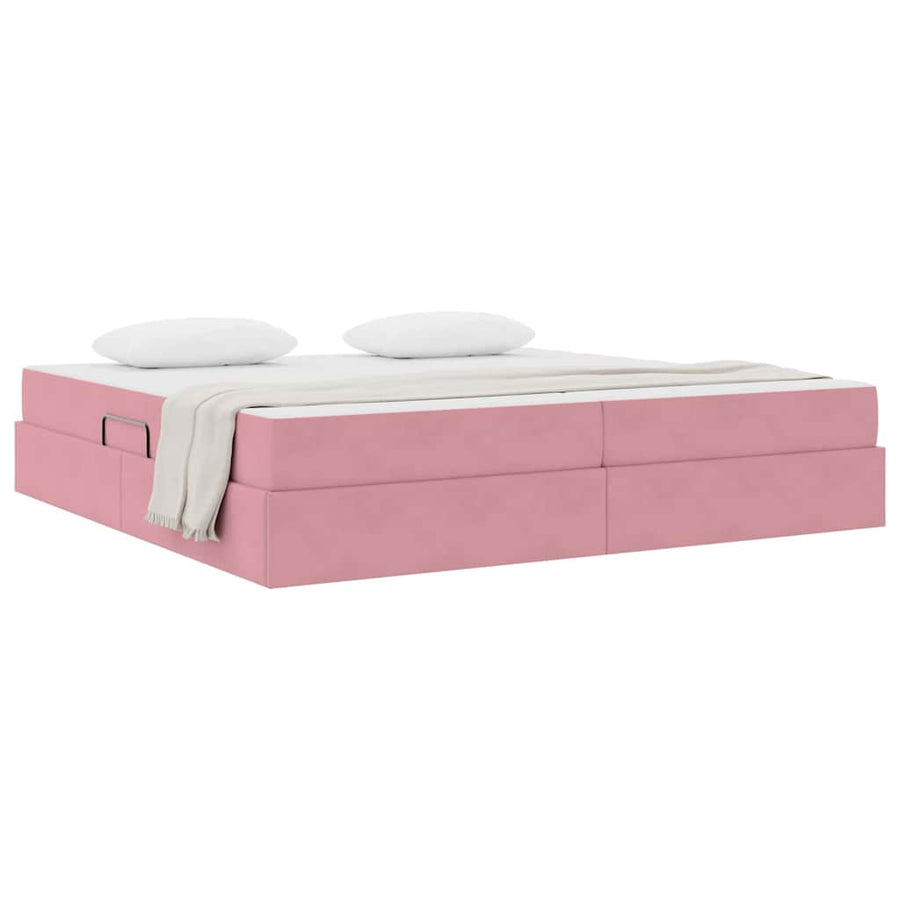 Opbergbed met matras met matras Roze 200 x 200 cm Fluweel