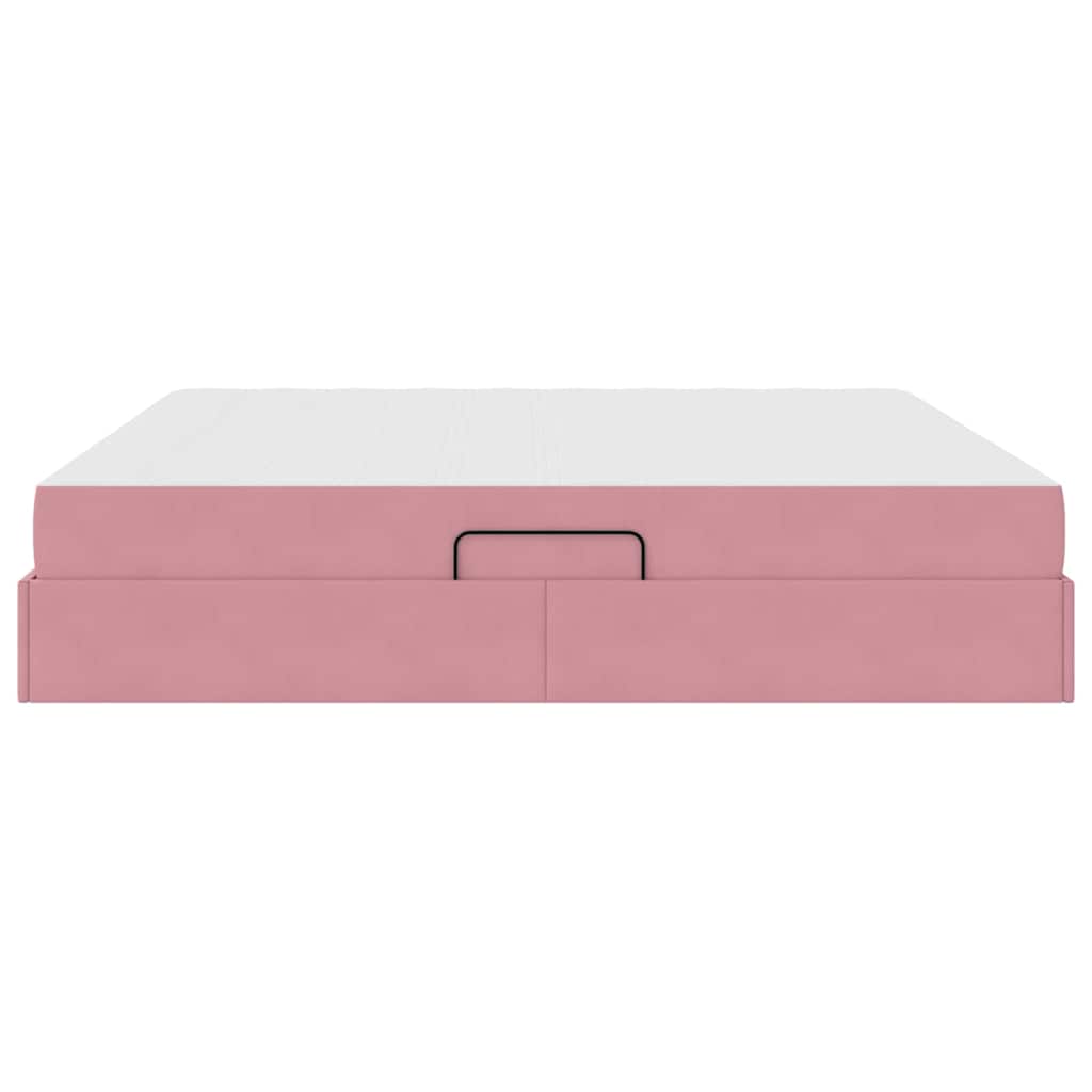 Opbergbed met matras met matras Roze 200 x 200 cm Fluweel