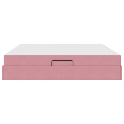 Opbergbed met matras met matras Roze 200 x 200 cm Fluweel