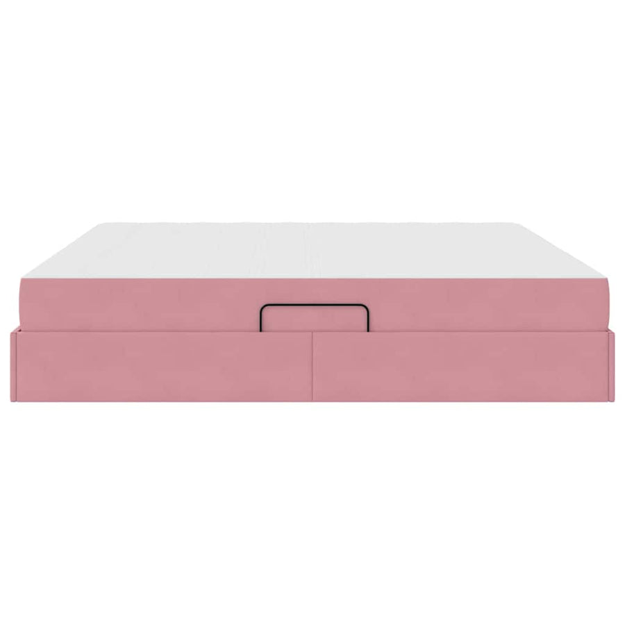 Opbergbed met matras met matras Roze 200 x 200 cm Fluweel