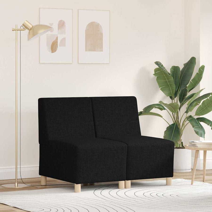 Bankstoel Lichtgrijs 55 cm Stof 2 pcs Zwart 55 x 74 x 82 cm
