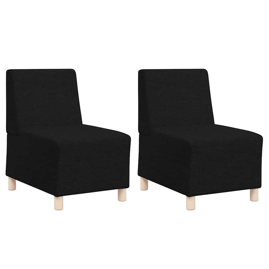 Bankstoel Lichtgrijs 55 cm Stof 2 pcs Zwart 55 x 74 x 82 cm