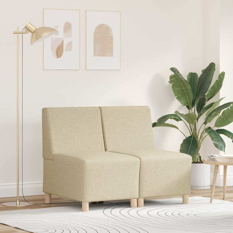 Bankstoel Lichtgrijs 55 cm Stof 2 pcs Crème 55 x 74 x 82 cm