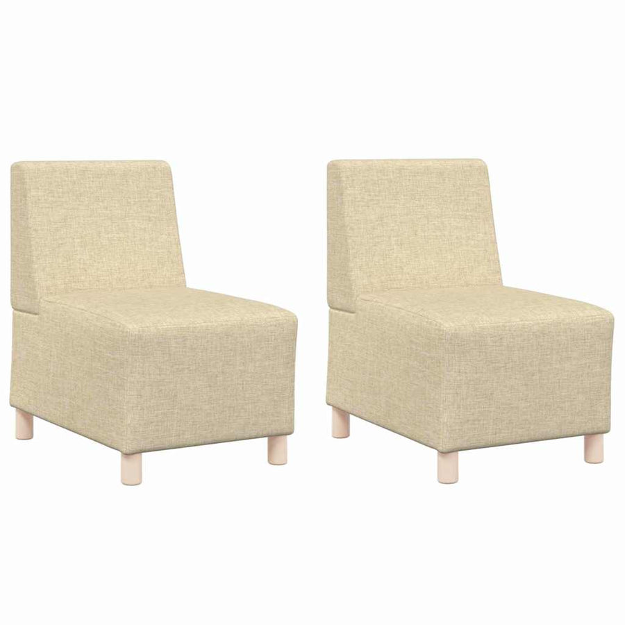 Bankstoel Lichtgrijs 55 cm Stof 2 pcs Crème 55 x 74 x 82 cm