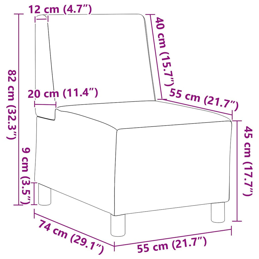 Bankstoel Lichtgrijs 55 cm Stof 2 pcs Crème 55 x 74 x 82 cm
