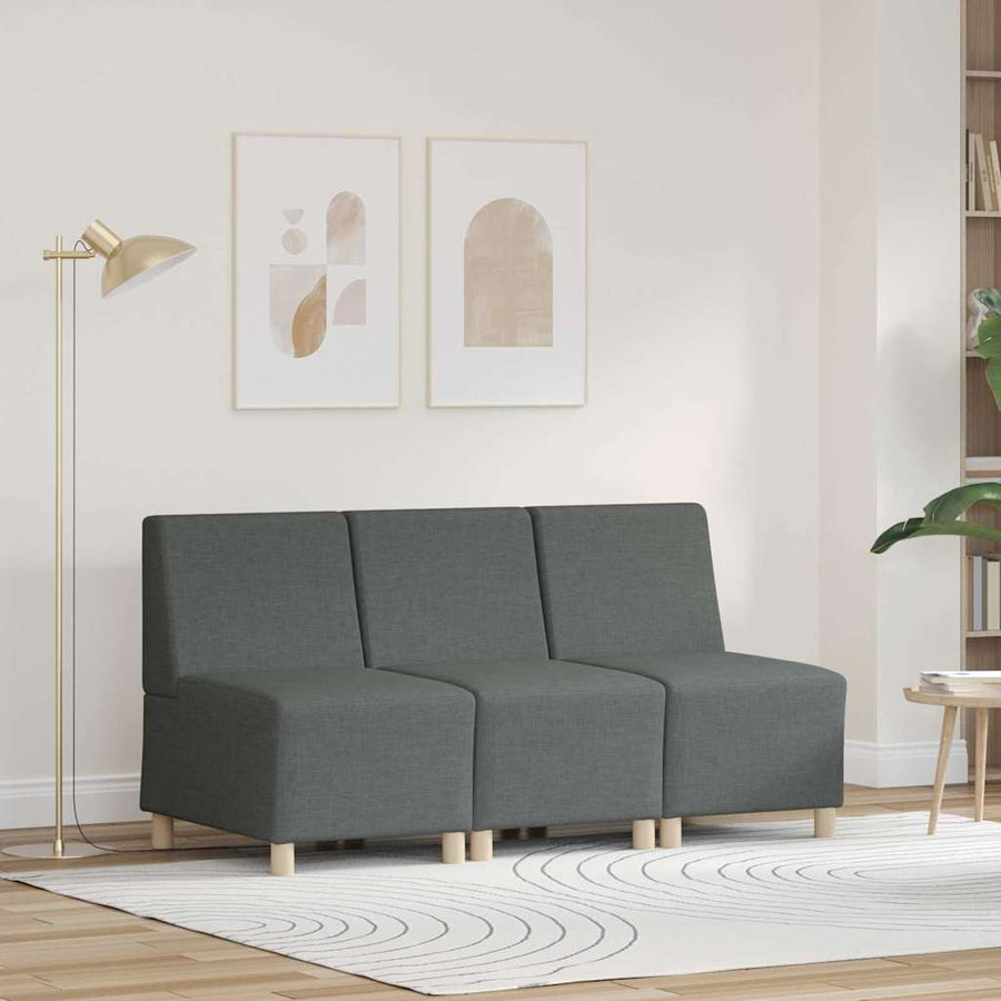 Bankstoel Lichtgrijs 55 cm Stof 3 pcs Donkergrijs