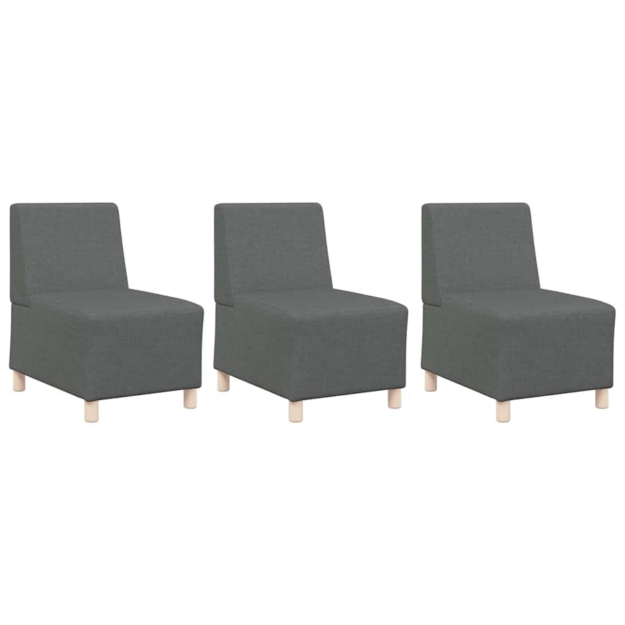 Bankstoel Lichtgrijs 55 cm Stof 3 pcs Donkergrijs